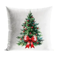 Poszewki na poduszki - Poszewka świąteczna dekoracyjna 40x40 Velvet Choinka z kokardą - miniaturka - grafika 1