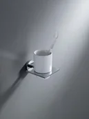 Kubki na szczoteczki do zębów - Blue Water HUG-011 materiał mosiądz wykończenie chrom biała szklanka wykonana z porcelany Stałe estetyczne i zawsze czyste miejsce na szczoteczkę do zębów i p - miniaturka - grafika 1