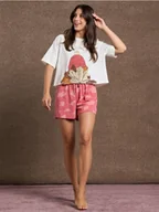 Majtki damskie - Sinsay - Piżama dwuczęściowa - kremowy - miniaturka - grafika 1