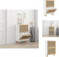 Szafki na buty - vidaXL Szafka na buty biała 52x25x80 cm materiał drewnopochodny i rattan - Stojaki i szafki na buty - miniaturka - grafika 1