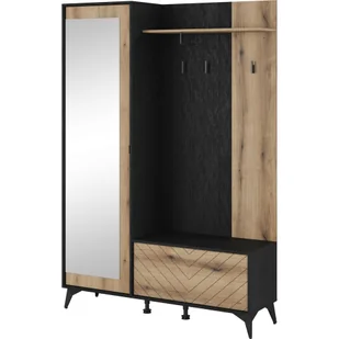 Garderoba Diamond Piaski Meble Dąb Evoke, Czarna Struktura - Meble do przedpokoju - miniaturka - grafika 1