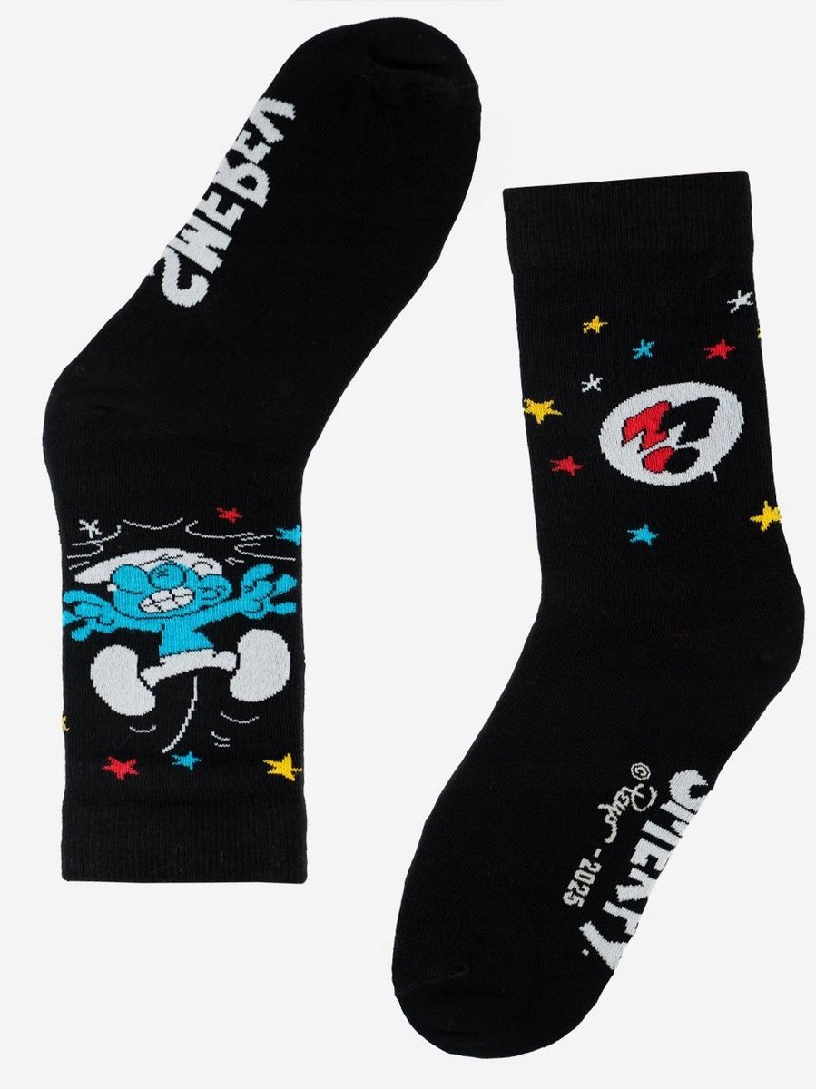 SKARPETKI BAWEŁNIANE MĘSKIE 41-46 Czarne Smerfy Ważniak Tip Over uni