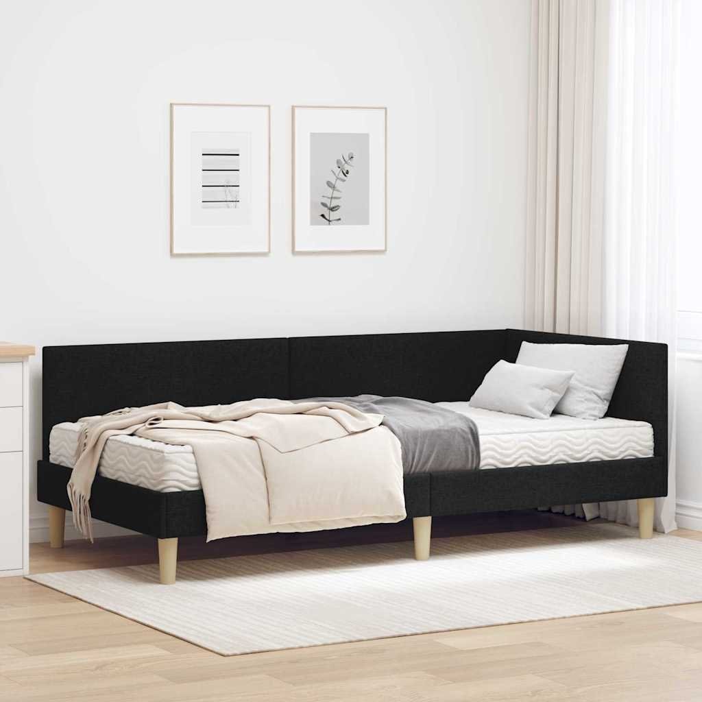 vidaXL Rama Łóżka Narożnego z Materacem Inny 2 pcs Zielony tkanina
