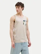 Koszulki męskie - Jack&Jones Tank top Hawaii 12269321 Beżowy Standard Fit - miniaturka - grafika 1