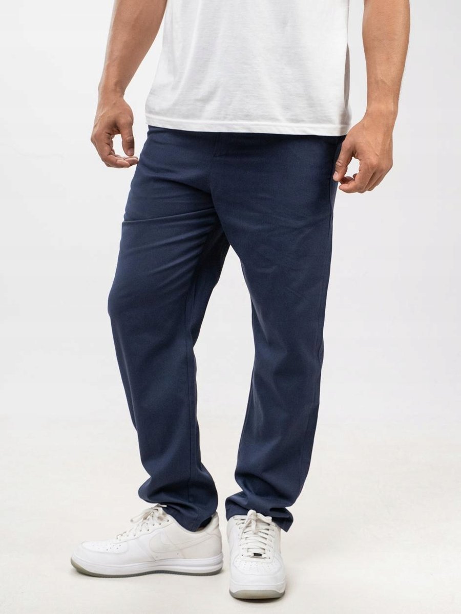 Spodnie Chino Materiałowe Męskie Bawełniane Granatowe Hafty Jigga Wear L