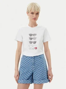 KARL LAGERFELD T-Shirt A2W17103 Biały Regular Fit - Koszulki i topy damskie - miniaturka - grafika 1