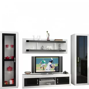 Meblościanka 4 Verin MebloCross Biały Mat / Czarny Połysk - Inne meble do salonu - miniaturka - grafika 1