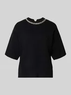 Swetry damskie - Bluzka z dzianiny z obszyciem kamieniami stras model ‘DORISE’ - miniaturka - grafika 1