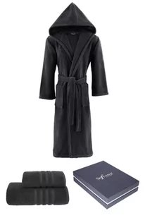 Unisex szlafrok STRIPE + ręczniki + pudełko Antracyt L + ręczniki + pudełko - Szlafroki męskie - miniaturka - grafika 1