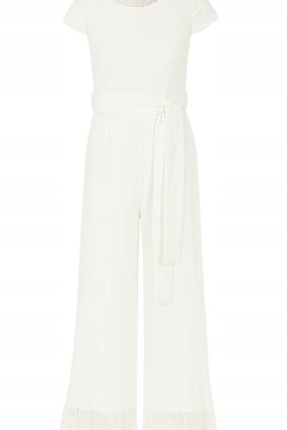 Guess Kombinezon Dziecięcy Ecru Z Krótkim Rękawem I Koronką 152 Gxa