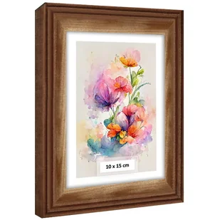 Frezowana Ramka Na Zdjęcia 10 X 15 Cm, Drewniana Rama W Kolorze Brązowym - Ramki na zdjęcia - miniaturka - grafika 1