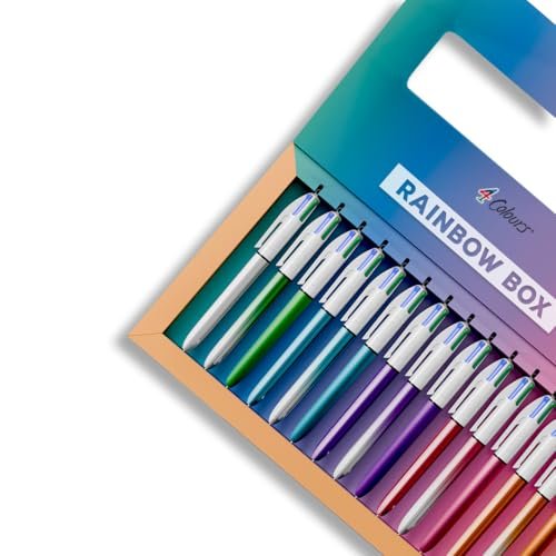 BIC Zestaw 4 kolorów Rainbow Edition Limited, idealny dla kolekcjonerów wersji dwukolorowych, błyszczących i lodowych - zestaw 15 długopisów, rozpocznij swoją kolekcję 4 kolorów już teraz!