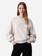 Bluzy damskie - Bluza damska bez kaptura oversize Calvin Klein J20J224652-P6G M Jasnobeżowa (8720639319237) - miniaturka - grafika 1