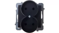 Gniazdka elektryczne - LEDart podwójne bez uziemienia, bez ramki - Ospel Sonata GP-2RR/m/33, kolor czarny metalik, 16A/250V - miniaturka - grafika 1