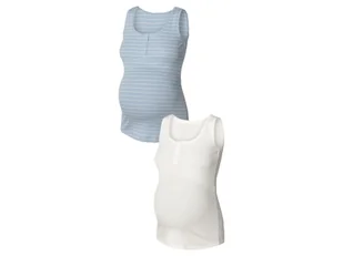 esmara® Topy ciążowe z bawełną organiczną, 2 sztuki (M (40/42), Biały/jasnoniebieski) - Bluzki ciążowe - miniaturka - grafika 1