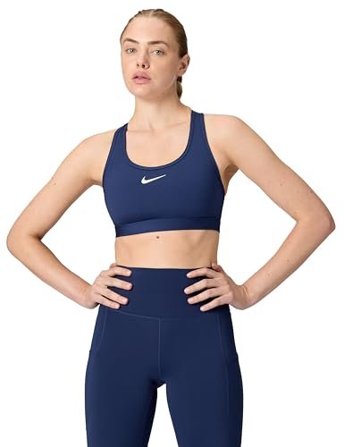 Nike Damski biustonosz W Nk Swsh Med SPT, granatowy/biały, XL