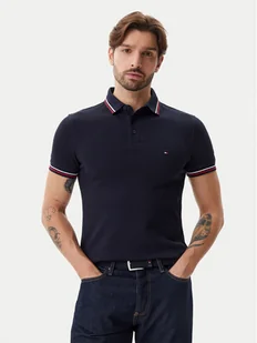 Tommy Hilfiger Polo Tipped MW0MW37346 Granatowy Slim Fit - Koszulki męskie - miniaturka - grafika 1