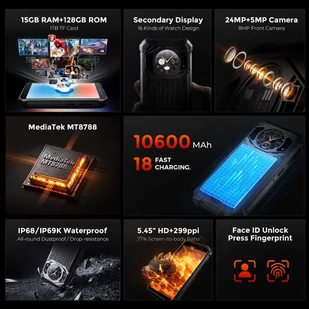 FOSSiBOT F101 PRO 8GB/128GB Czarno-pomarańczowy - Telefony komórkowe - miniaturka - grafika 14