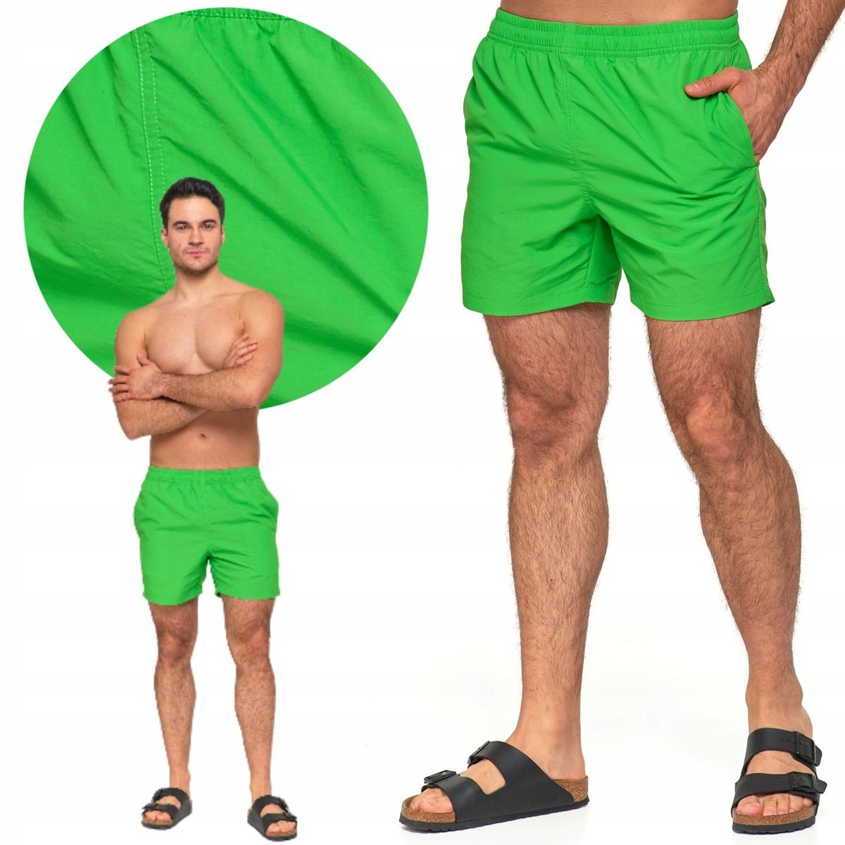 Kąpielówki Męskie Szorty Do Pływania Z Kieszeniami Z Wiązaniem Moraj 5Xl Green