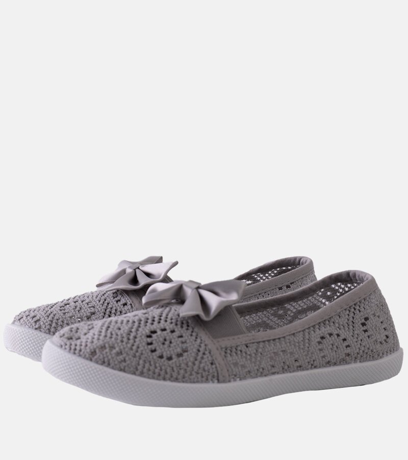 Szare ażurowe balerinki dziecięce Bubby -28