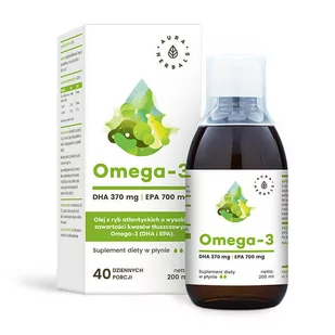 Aura Herbals Omega-3 (370 DHA i 700 EPA) w płynie (200ml) OMEGA3 200 - Witaminy i minerały - miniaturka - grafika 1