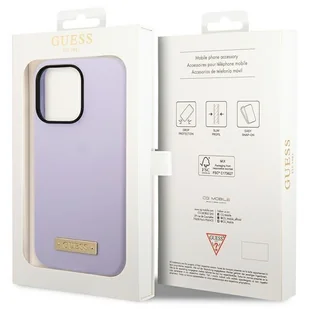 Guess GUHMP14LSBPLU iPhone 14 Pro 6,1" fioletowy/purple hard case Silicone Logo Plate MagSafe - Etui i futerały do telefonów - miniaturka - grafika 8