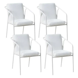 BELIANI Zestaw 4 krzeseł ogrodowych z poduszkami ASCIANO Metal Biały - Fotele i krzesła ogrodowe BELIANI Zestaw 4 krzeseł ogrodowych z poduszkami ASCIANO Metal Biały - Fotele i krzesła ogrodowe - miniaturka - grafika 1