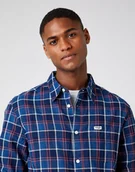 Koszule męskie - Wrangler Ls 1Pkt Shirt Męska Koszula Długi Rękaw Mid Indigo W5A11Bx8E-M - miniaturka - grafika 1