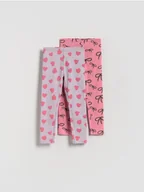 Spodnie i spodenki dla dziewczynek - Reserved - Bawełniane legginsy 2 pack - wielobarwny - miniaturka - grafika 1