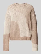 Swetry damskie - Sweter z dzianiny o kroju oversized z prążkowanymi wykończeniami model ‘MAYRAA’ - miniaturka - grafika 1