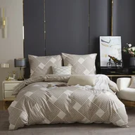 Pościel - Brązowa Pościel Geometryczna Satyna Bawełniana 220x200 XDF 044 - miniaturka - grafika 1