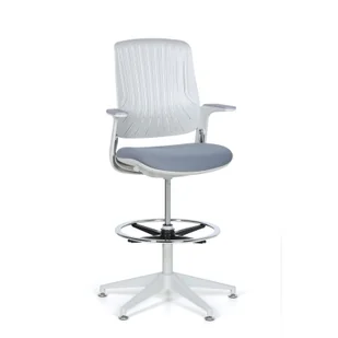 Fotel biurowy, krzesło biurowe Krzesło robocze GREG na ślizgaczach, szare - Fotele i krzesła biurowe - miniaturka - grafika 1