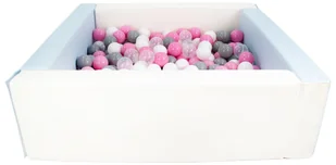 Kwadratowy suchy basen z ekoskóry z 200 piłeczkami (biały, niebieski (pastel)/biały, transparentny, pudrowy róż, szary) - Suche baseny - miniaturka - grafika 1