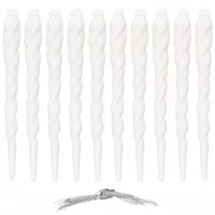 Zawieszki choinkowe 10 szt. 12 cm sople brokatowe biały - Bombki - miniaturka - grafika 1