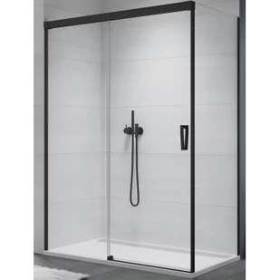 SanSwiss Cadura ścianka prysznicowa 80 cm czarny mat/szkło przezroczyste CAST0800607 - Ścianki i drzwi prysznicowe - miniaturka - grafika 1