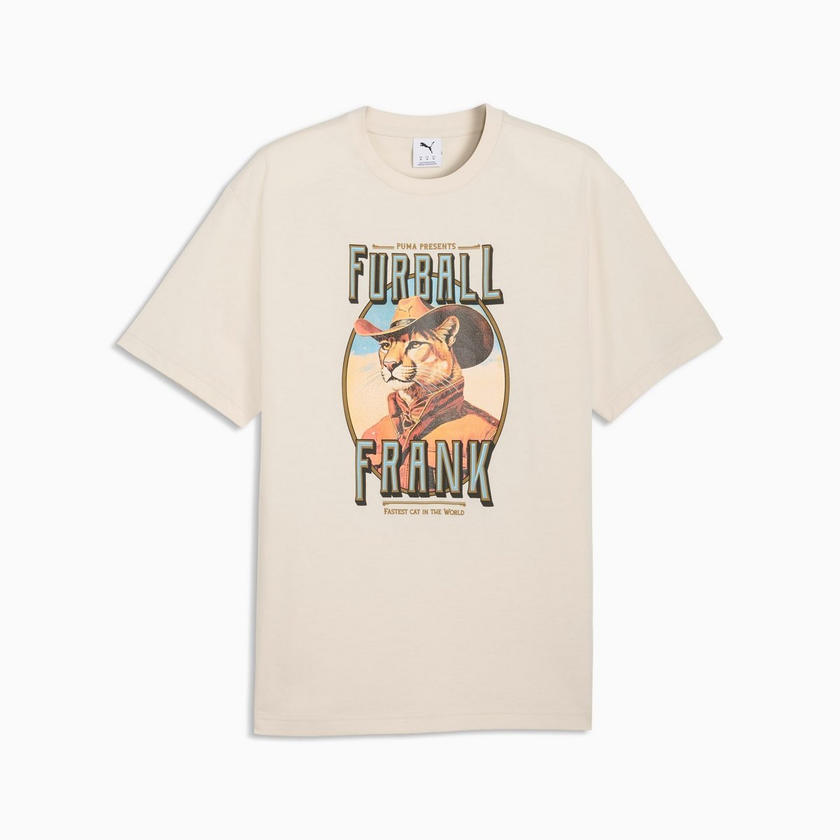 Koszulka męska Puma GRAPHIC CAT COWBOY RELAXED beżowa 63443487 r XXL
