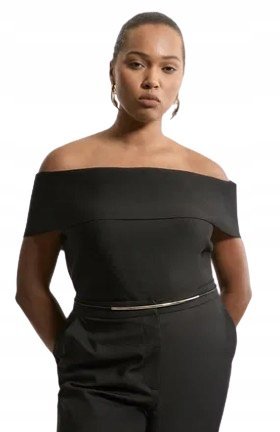KAREN MILLEN CZARNA BLUZKA Z DEKOLTEM HISZPANKA PLUS SIZE XXL B1C
