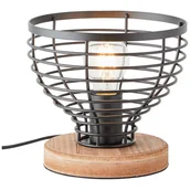 Lampy stojące - Brilliant Avia lampa stołowa 20cm czarny/drewno, metal/drewno, 1x A60, , 52W - miniaturka - grafika 1