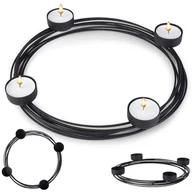 Świeczniki - Świecznik metalowy czarny stojak na 4 świeczki tealight dekoracyjny 28x3,5 cm - miniaturka - grafika 1