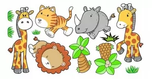 Naklejki ścienne dla dzieci mat Safari 2 zestaw, 120x60 cm - Naklejki na ścianę - miniaturka - grafika 1