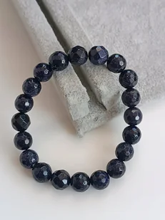 GRANATOWA FASETOWANA BRANSOLETKA NA GUMCE NOC KAIRU POŁYSKUJĄCA 10mm - Bransoletki - miniaturka - grafika 1