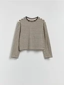 Bluzki damskie - Reserved - Bawełniany longsleeve - wielobarwny - miniaturka - grafika 1