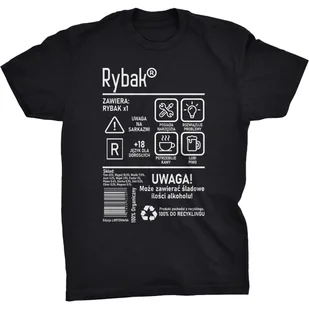 Rybak Etykieta Koszulka Prezent Dla Rybaka - Koszulki męskie - miniaturka - grafika 1