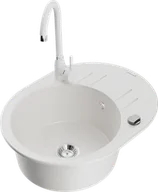 Zlewozmywaki z baterią - Mexen Kevin zlewozmywak granitowy 1-komorowy z ociekaczem i baterią kuchenną Telma, biały - 6517-20-670200-20 - miniaturka - grafika 1