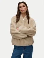 Płaszcze damskie - Vero Moda Futro Sonjaliga 10331291 Beżowy Regular Fit - miniaturka - grafika 1