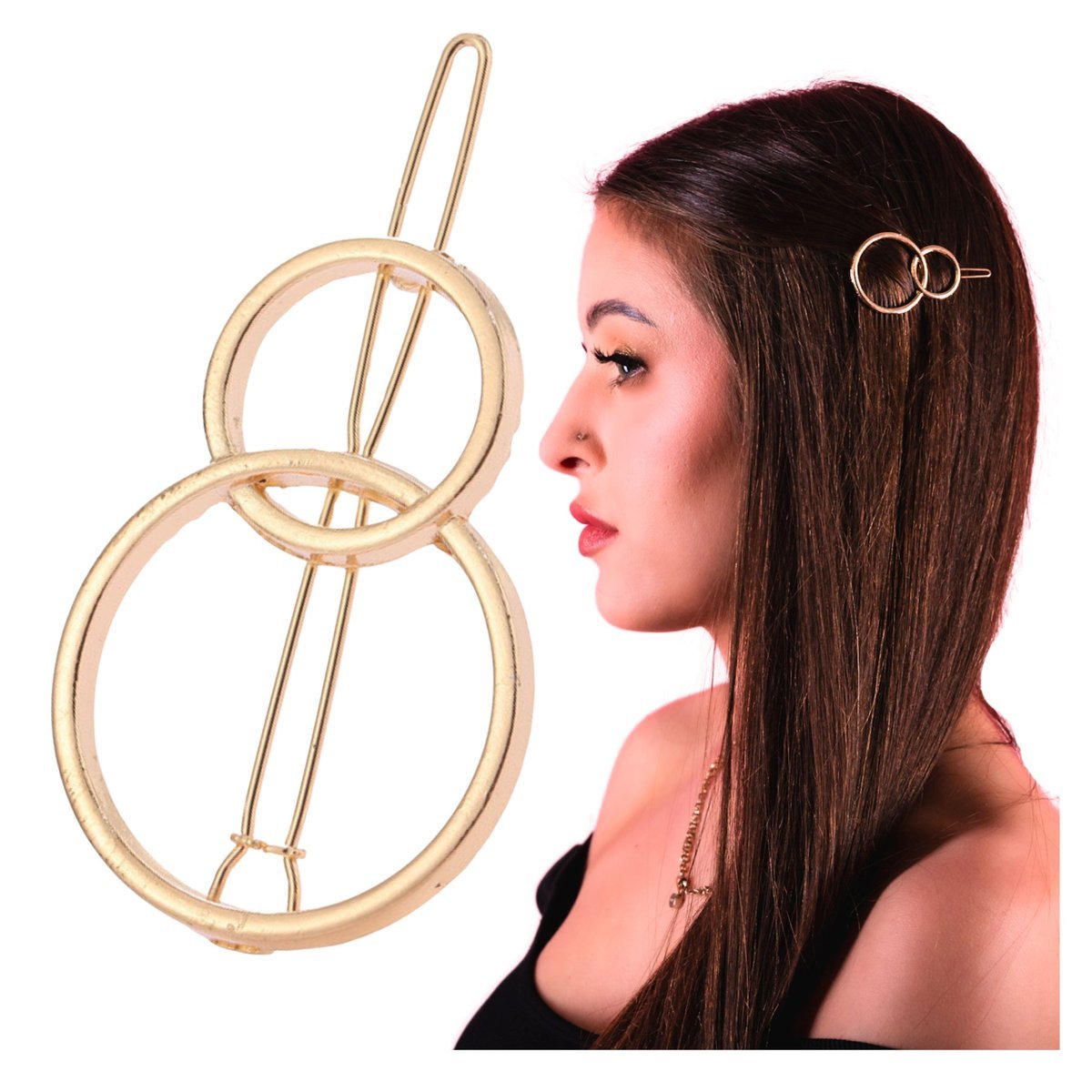 Spinka Wsuwka Złota do Włosów Ozdobna Koła Metalowa Lekka i Wytrzymała