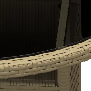 Lumarko Stolik ogrodowy, Ø80x75 cm, szkło hartowane i rattan PE, beżowy - Stoły ogrodowe - miniaturka - grafika 4