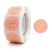 Dekoratorstwo - 500 Sztuk Naklejek Thank You Opalizujące Złote Na Taśmie Średnica 25Mm Dekoracyjne Naklejki Samoprzylepne Etykiety Nnk01 - miniaturka - grafika 1