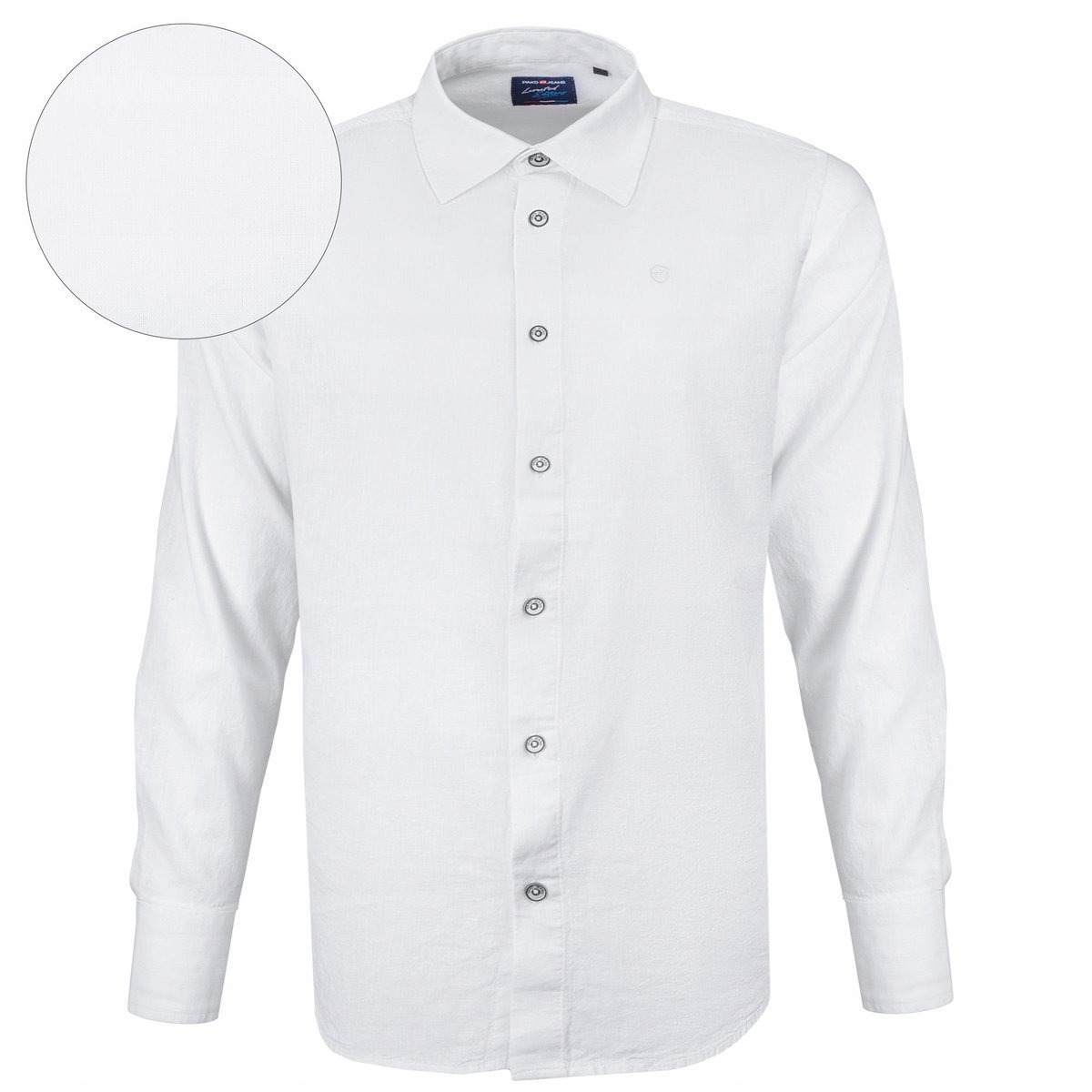 KOSZULA Męska z Długim Rękawem LNIANA Biała Regular Fit Pako Jeans