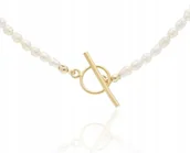 Naszyjniki - Złoty naszyjnik choker PERŁY NATURALNE SREBRO 925 KAMIEŃ NATURALNY - miniaturka - grafika 1